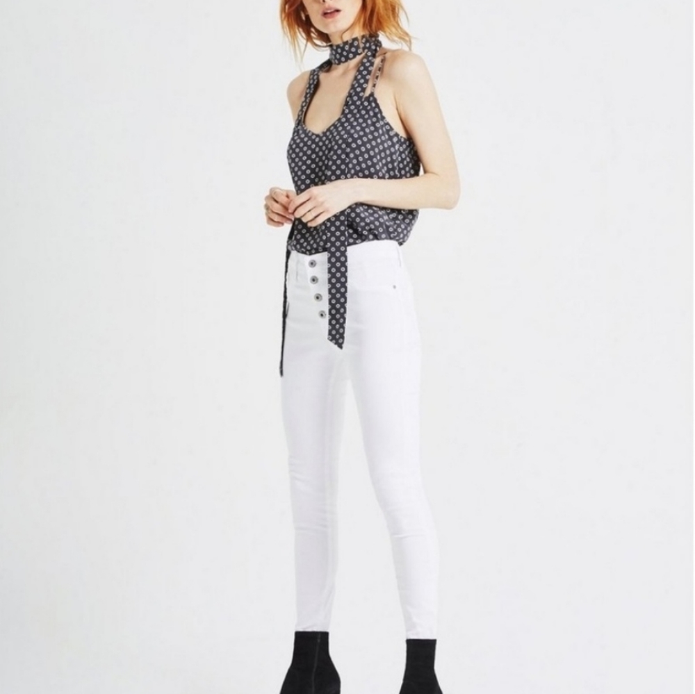 AG the ag the Farrah high rise skinny ankle button fly white jeans women's 29R